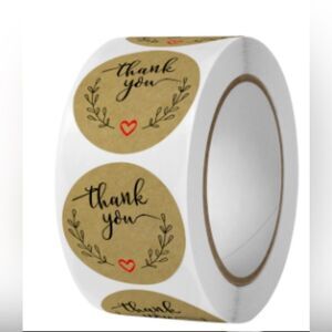 thank You Self-Adhesive Stickers, 500pcs Count Kraft paper NWT​​